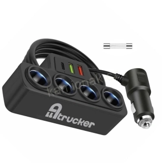 Rozčtyřka zapalovače + 2x USB + 1x USB C